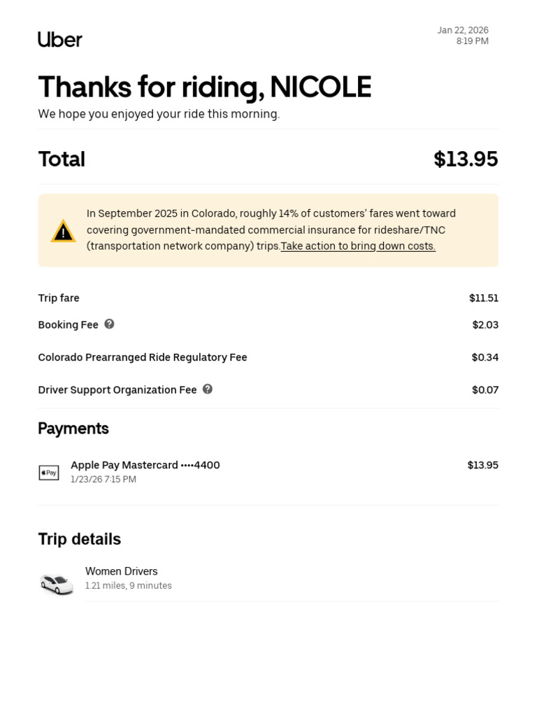 Uber Recipt | PDF