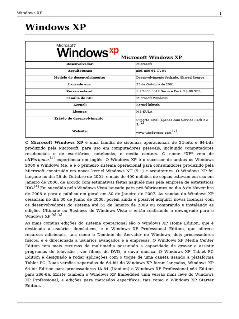 Windows XP | PDF | Windows XP | Engenharia da Computação