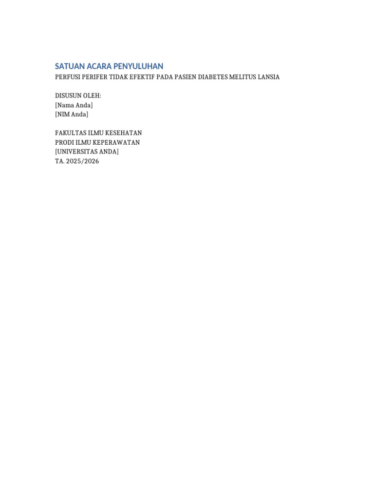 SAP Perfusi Perifer Tidak Efektif - Lansia DM | PDF