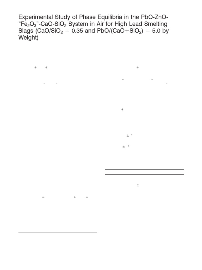E Jak-Experimental Study of Phase Equilibria in The PbO-ZnO-Fe2O3-CaO ...