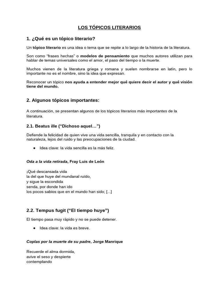 Los Tópicos Literarios | PDF
