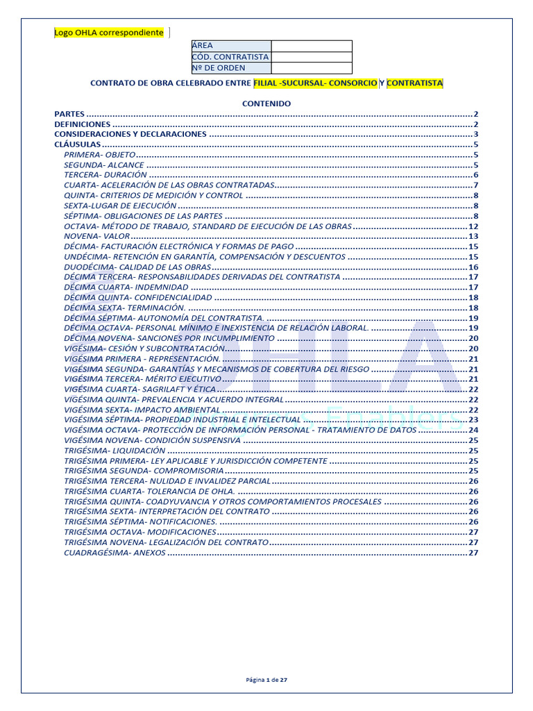 Mod - CTR Obra - Ohla 2023 | PDF | Derecho laboral | Factura