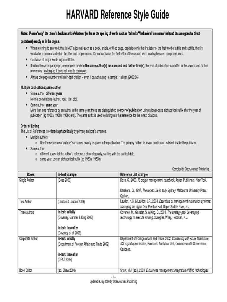 Harvard%2520Reference%2520Style%2520Guide (1) | PDF | Citation