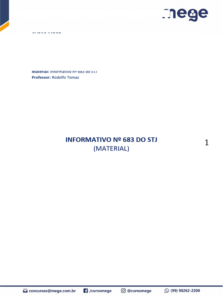 Informativo 683 (STJ) (11-01-2021) | PDF | Sentença (jurídico) | Jurisdição