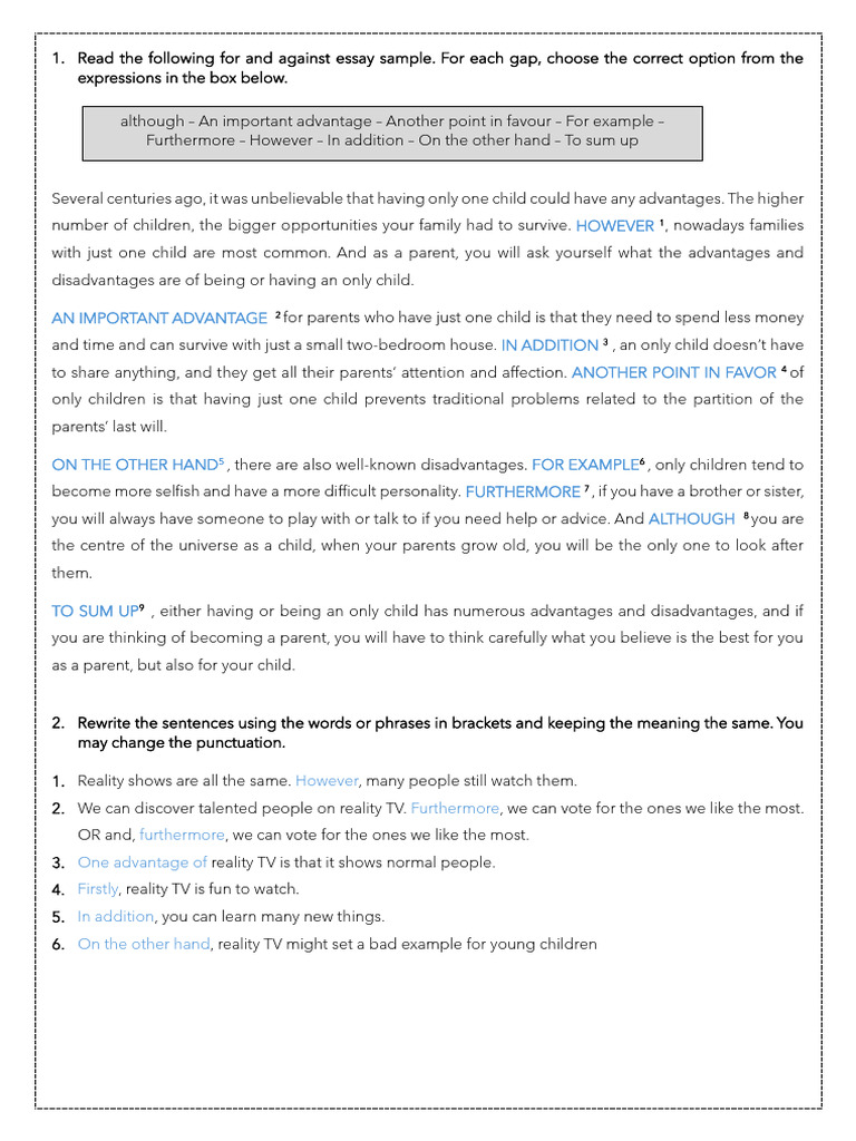 For & Against. Exercises (AK) | PDF | Zoo