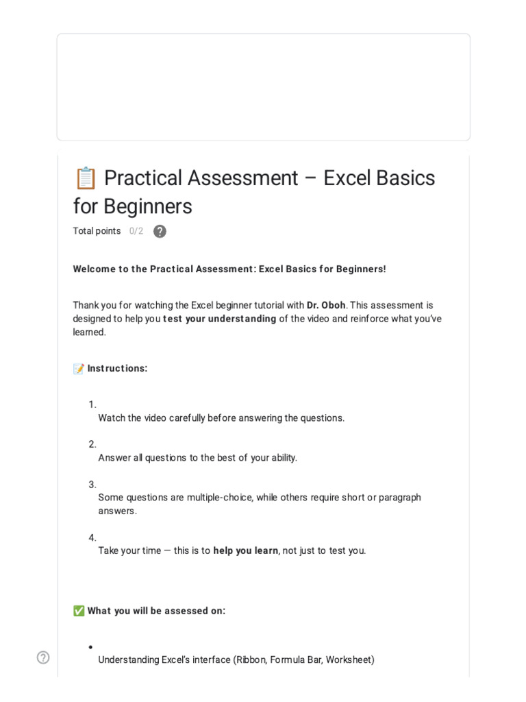 ? Practical Assessment - Excel Basics For Beginners | PDF | Microsoft ...