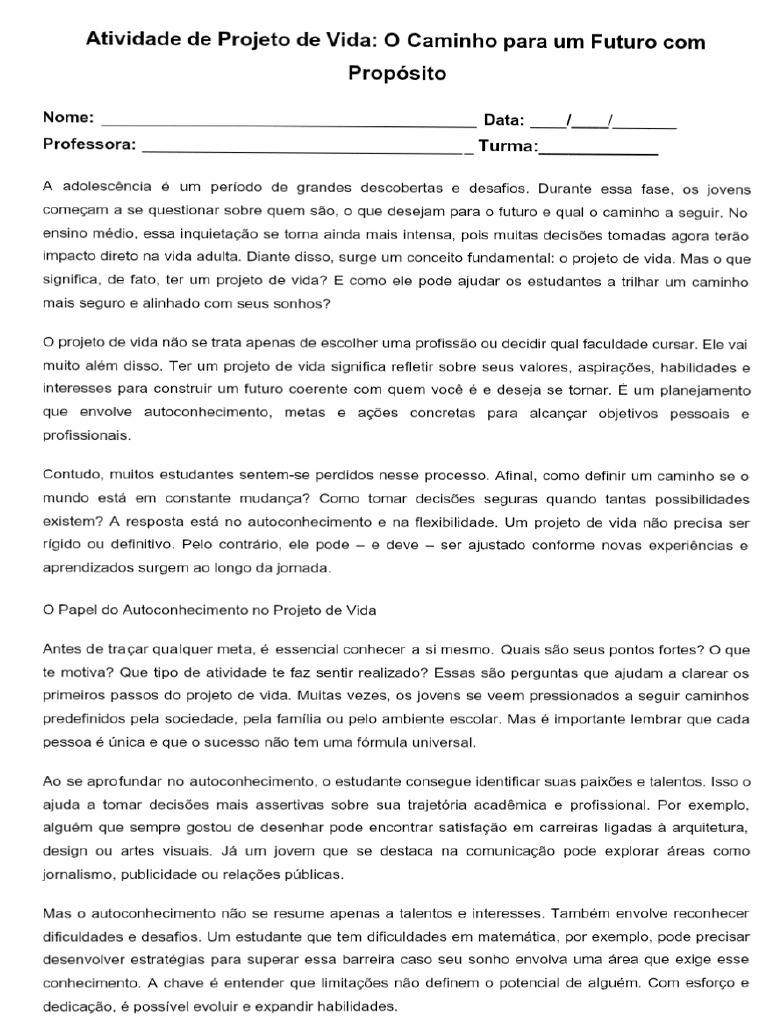 Texto Projeto de Vida | PDF