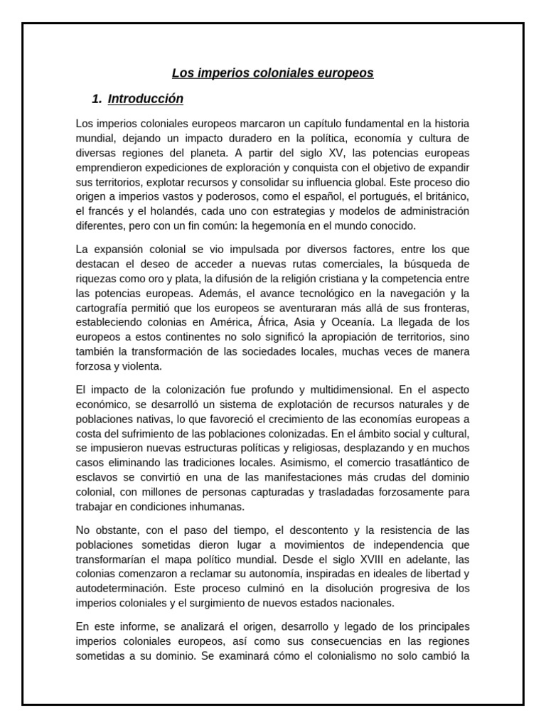 Los Imperios Coloniales Europeos | PDF | Colonialismo | Imperio Británico