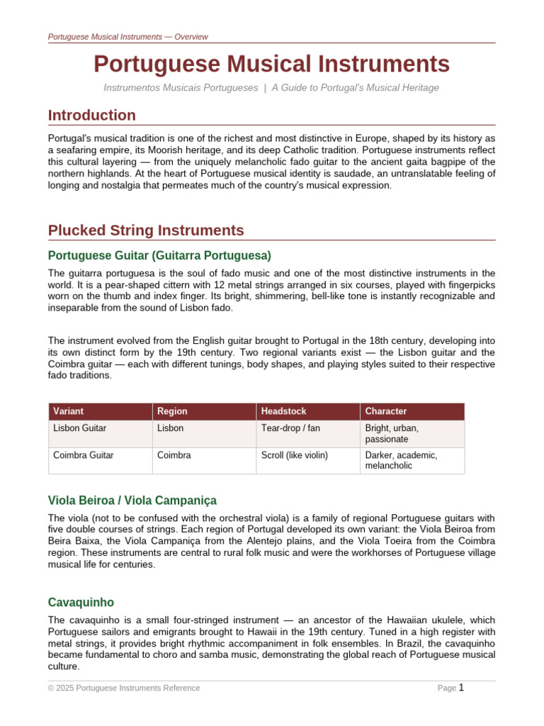 Portuguese Instruments | PDF | Music Technology | Musicology