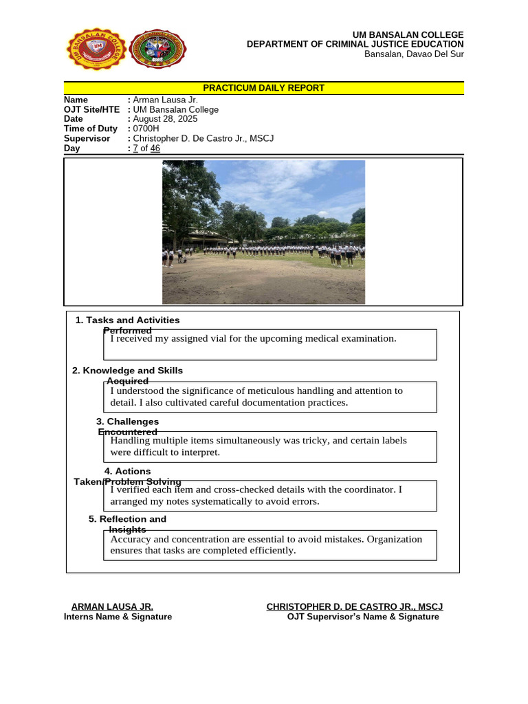 Bansalan, Davao Del Sur: 1. Tasks and Activities Performed | PDF ...
