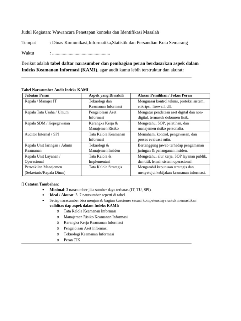 Template Audit Indeks KAMI | PDF