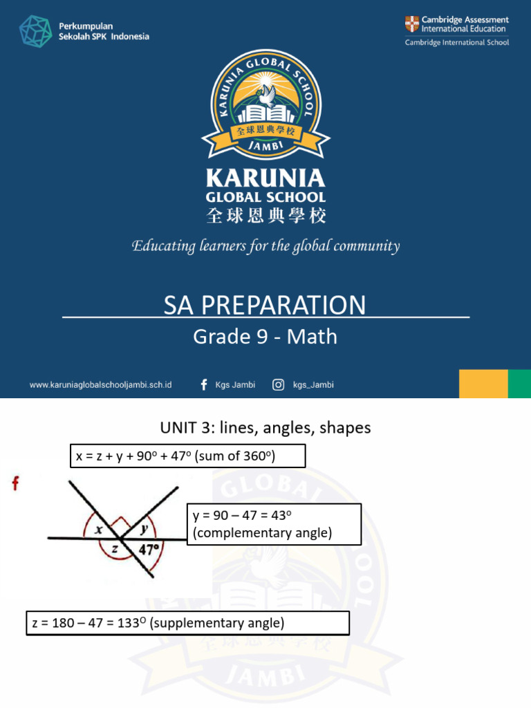 g09 - Math - Sa Preparation Chapter 3 - 8 | PDF | Angle | Area
