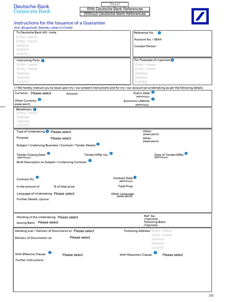 Deutsche BNK - Instructions For The Issuance of A Guarantee in | PDF
