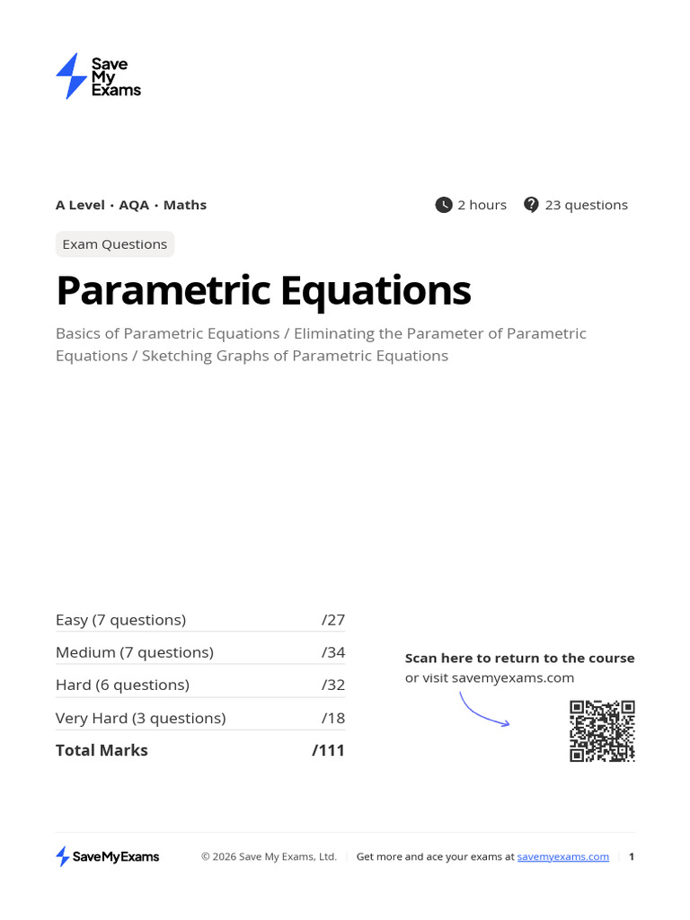 Easy Medium Parametric | PDF | Equations | Coordinate System