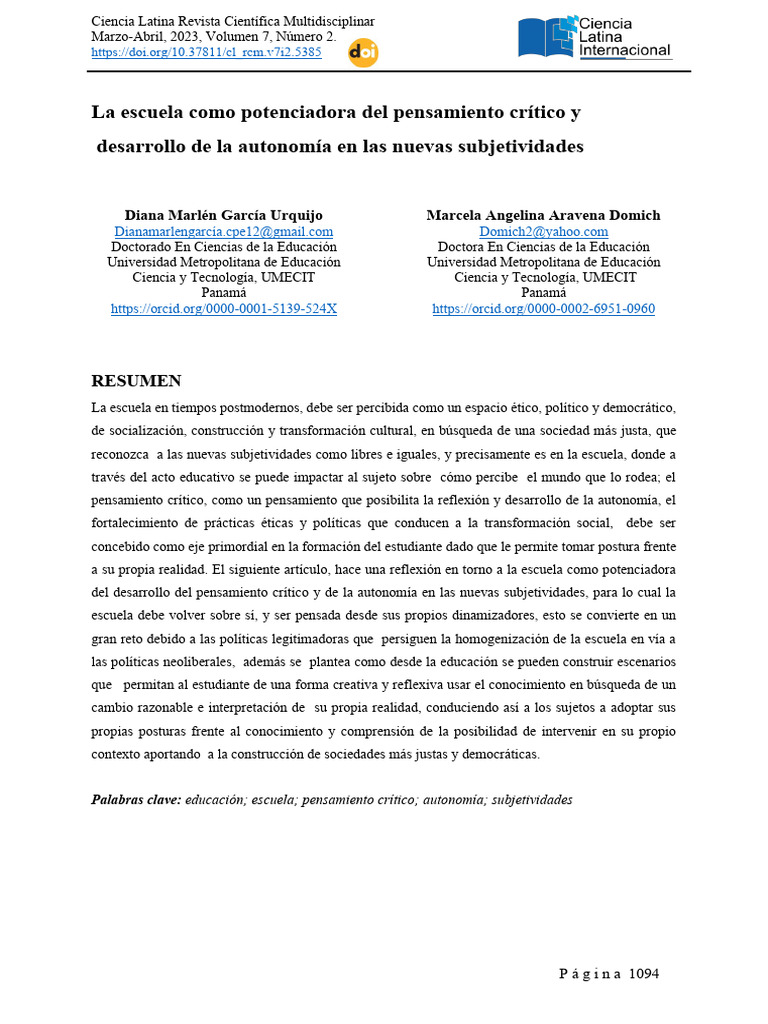 6.la Escuela Como Potenciadora Del Pensamiento Crítico | PDF | Plan de ...