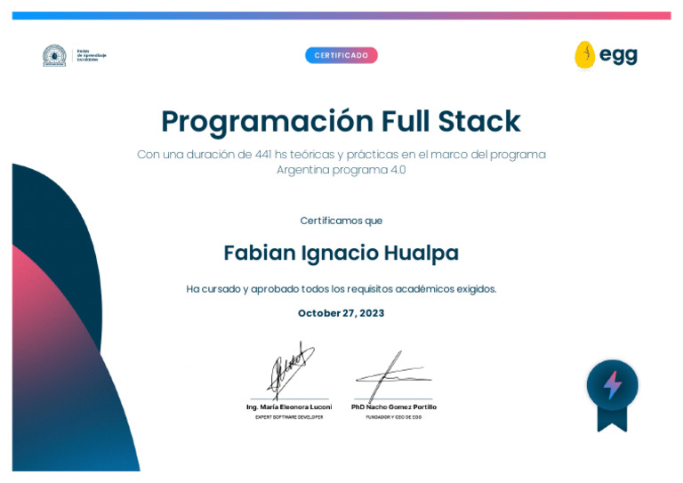Certificate Full Stack | PDF