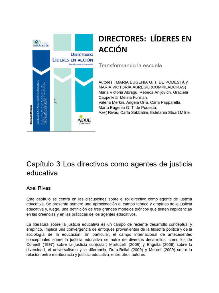 Rivas, Axel - Los Directores Como Agentes de Justicia Educativa en ...