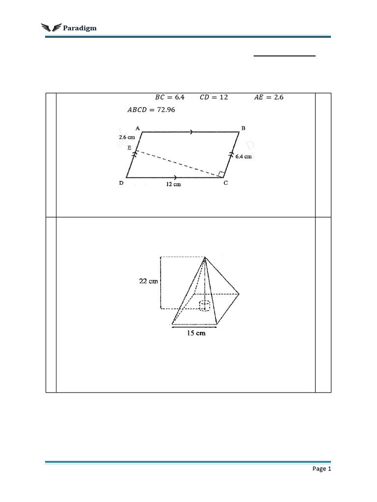 Sec 1 Paradigm Math Basic Geometry | PDF | Area | Geometry