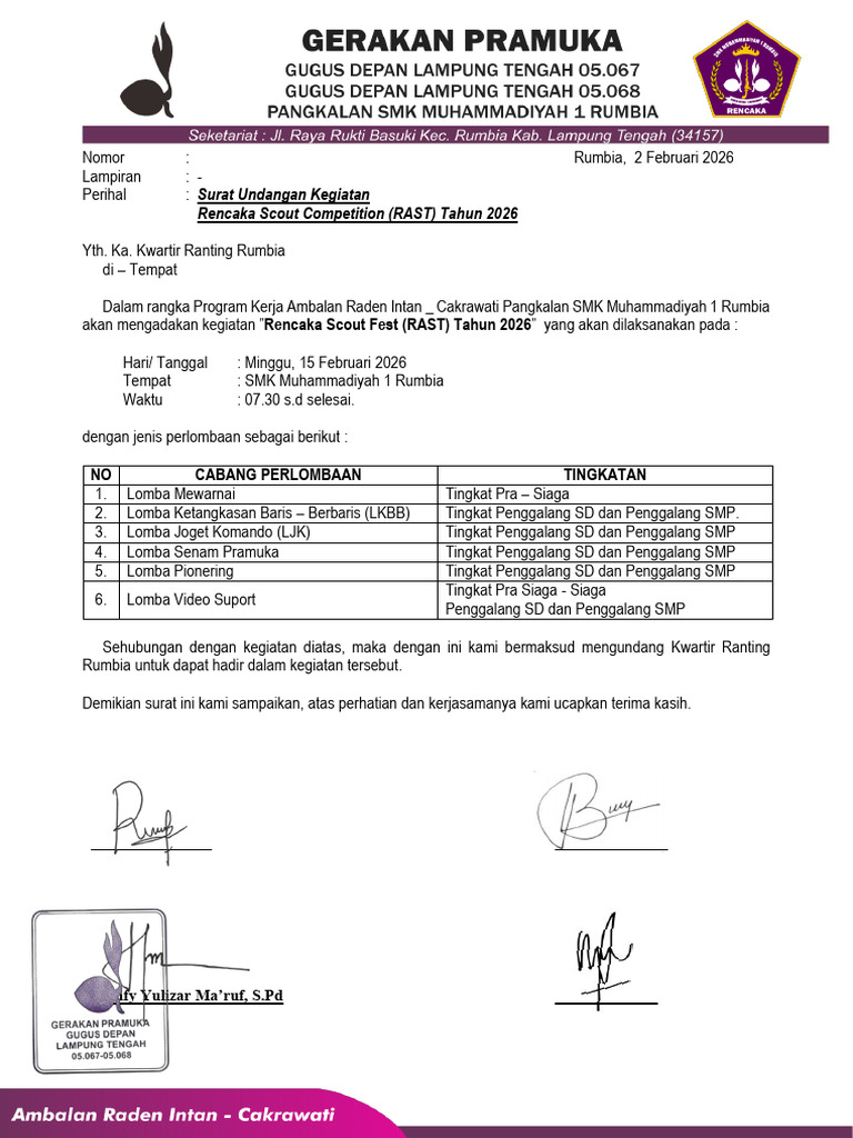 Surat Undangan Kwarran Rumbia | PDF