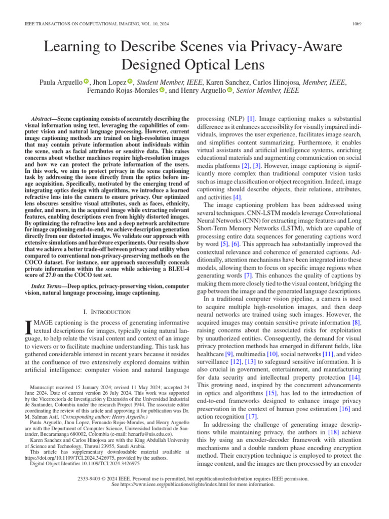 Learning To Describe Scenes Via Privacy-Aware Designed Optical Lens ...