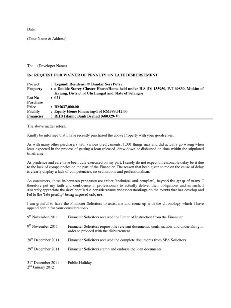 Letter Request Waiver On Penalty Interest Social Institutions Social Science
