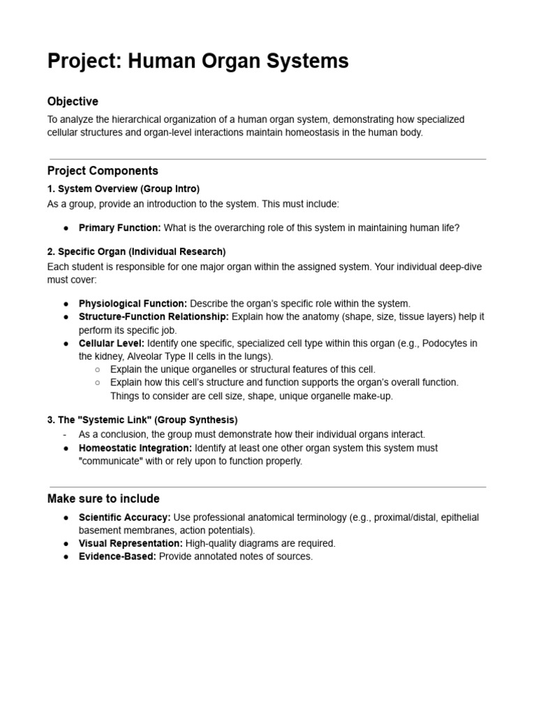 Project - Organ Systems | PDF