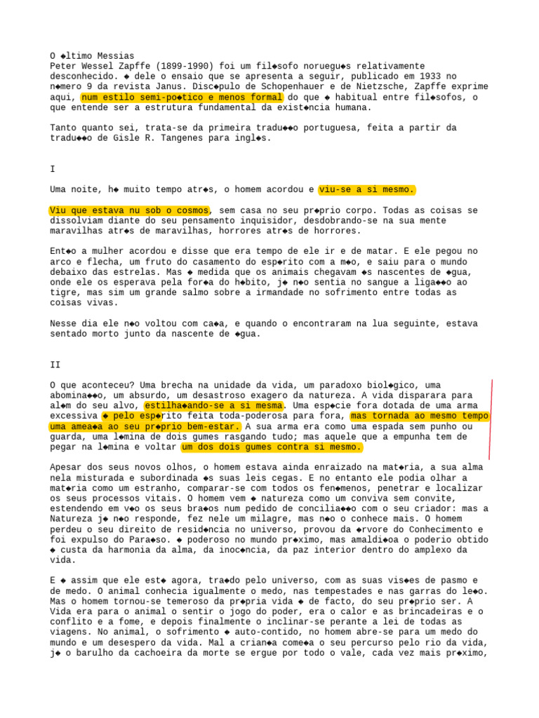 O Ultimo Messias Peter Wessel Zapffe | PDF | Morte | Vida