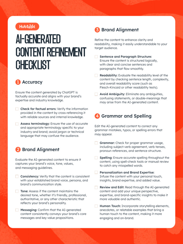 AI-Generated Content Refinement Checklist (1) | PDF | Brand | Spelling