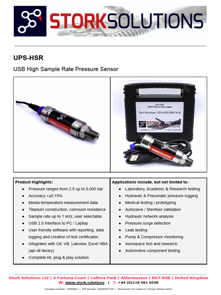 UPS HSR USB High Sample Rate Pressure Sensor | PDF | Usb | Computer ...