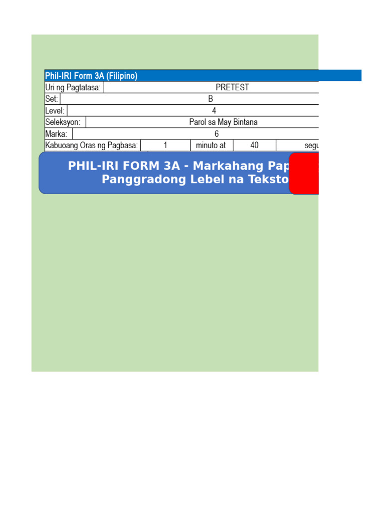 Phil Iri Form 3a and 3b PDF Free | PDF