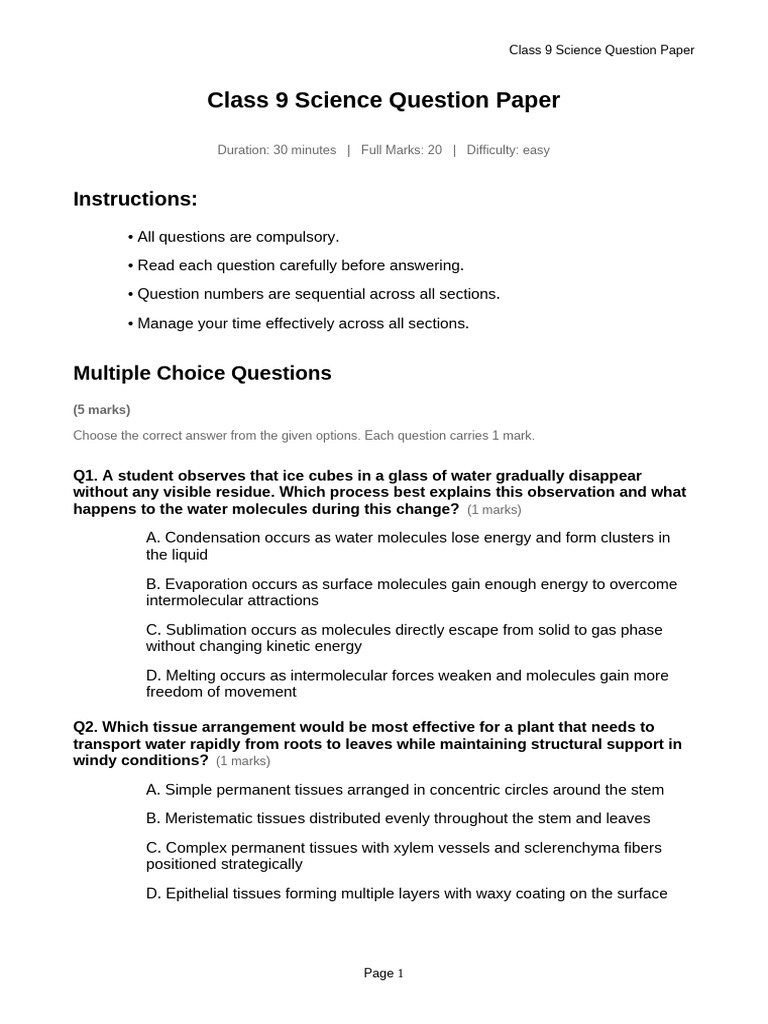 Class 9 Science Question Paper | PDF | Collision | Heat