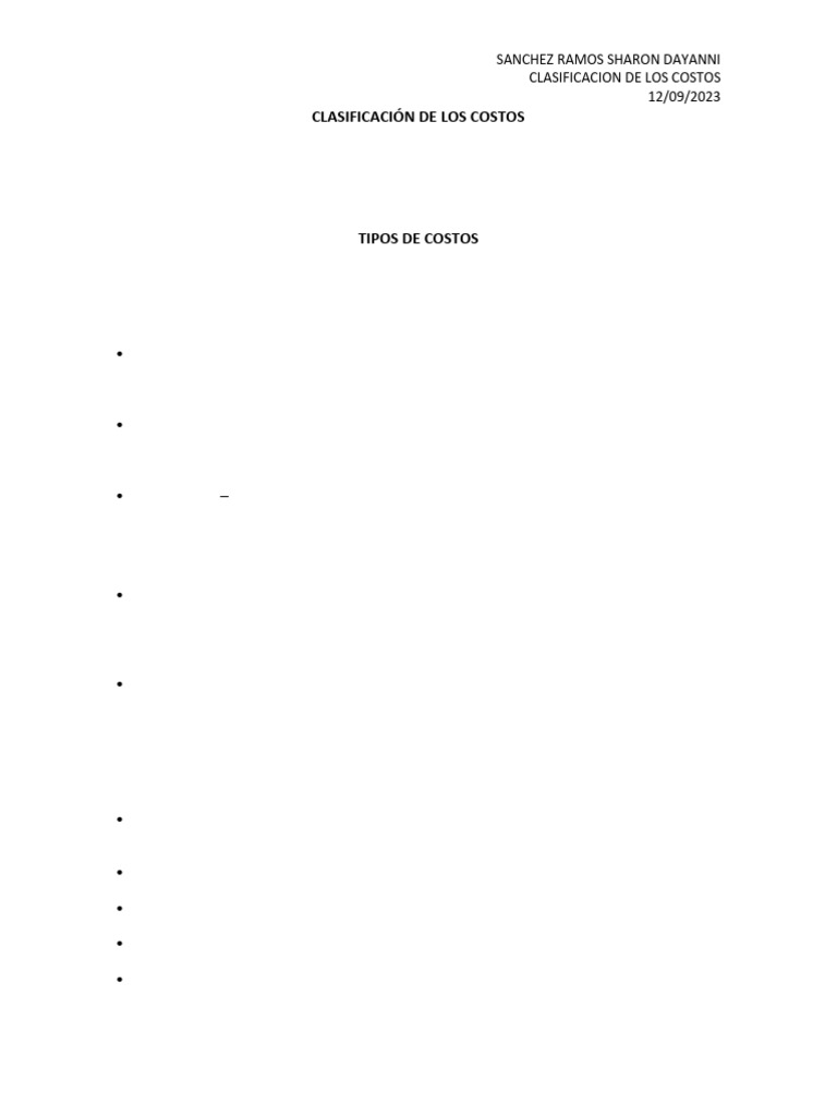 Clasificación de Los Costos | PDF | Costo | Business