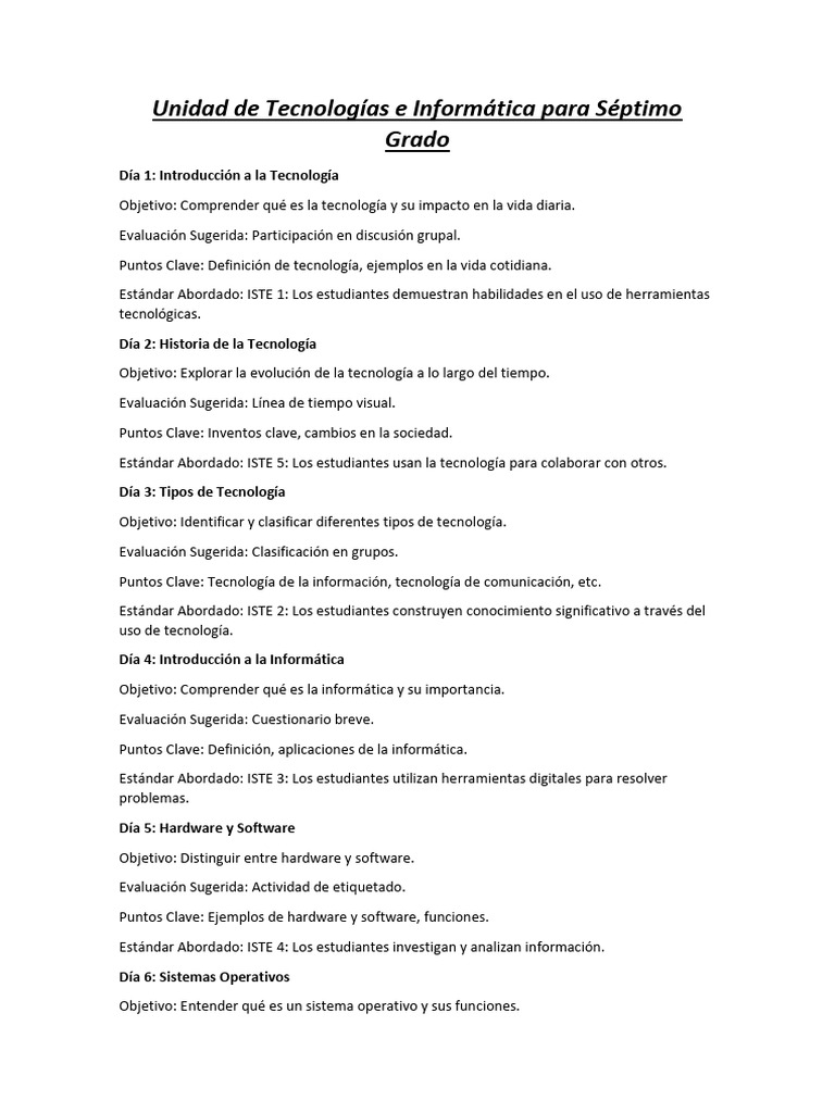 Unidad de Tecnologías e Informática para Séptimo Grado | PDF ...