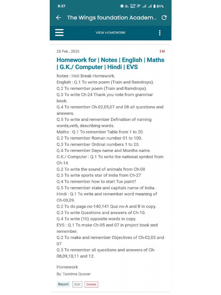 Holi Homework Boy's Floor | PDF