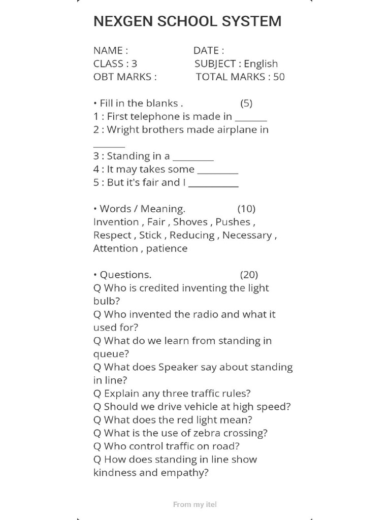 Class 3 English | PDF