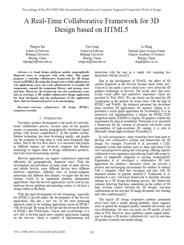 A Real-Time Collaborative Framework For 3D Design Based On HTML5 | PDF ...