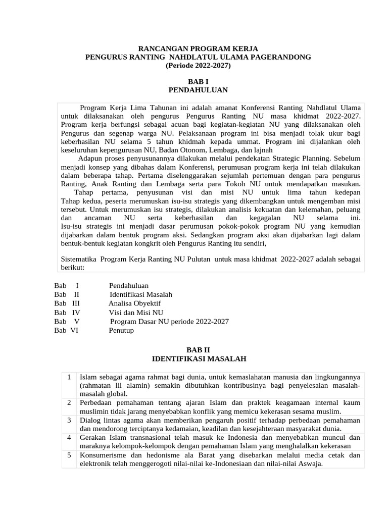Program Kerja Ranting Nu | PDF