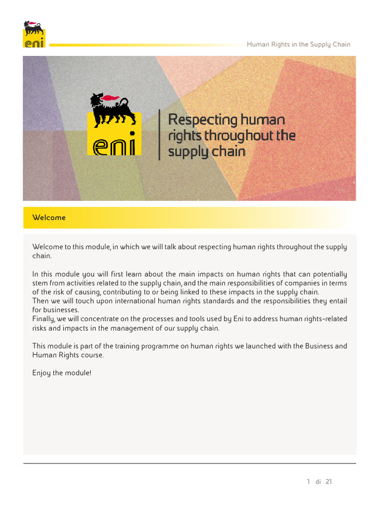 RESPECTING HUMAN RIGHTS THROUGH THE SUPPLY CHAIN | PDF | Supply Chain ...