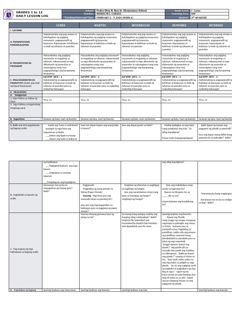 DLL - Esp 1 - Q3 - W2 | PDF