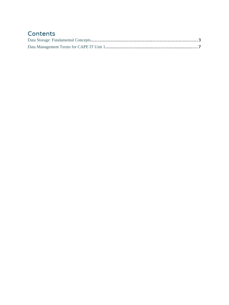 CAPE Unit 1 IT Eot Notes | PDF | Computer Data Storage | Databases