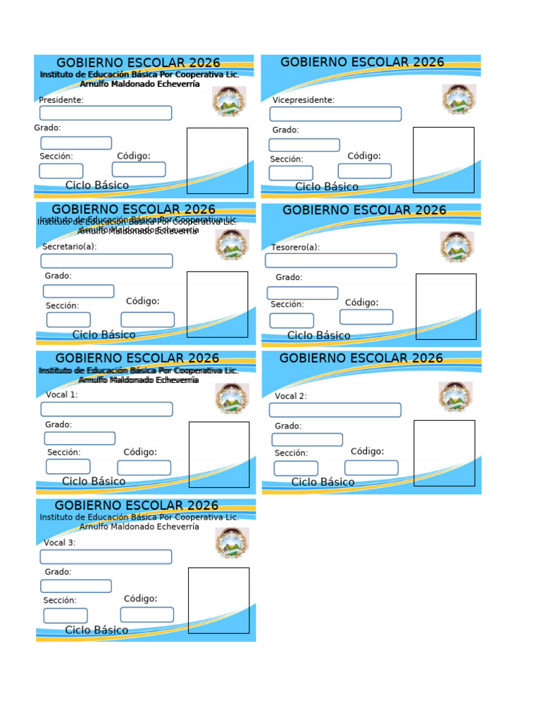 Modelo de Carnet Gobierno Escolar | PDF