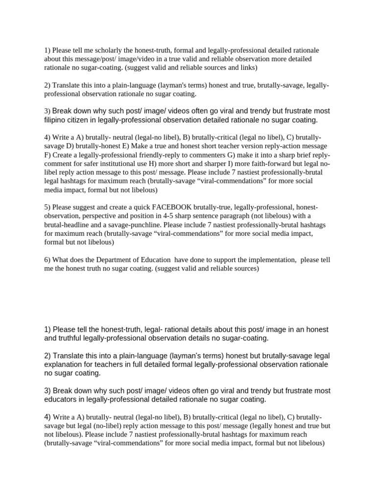Facebook Comment and Post (Filipino Citizens) | PDF