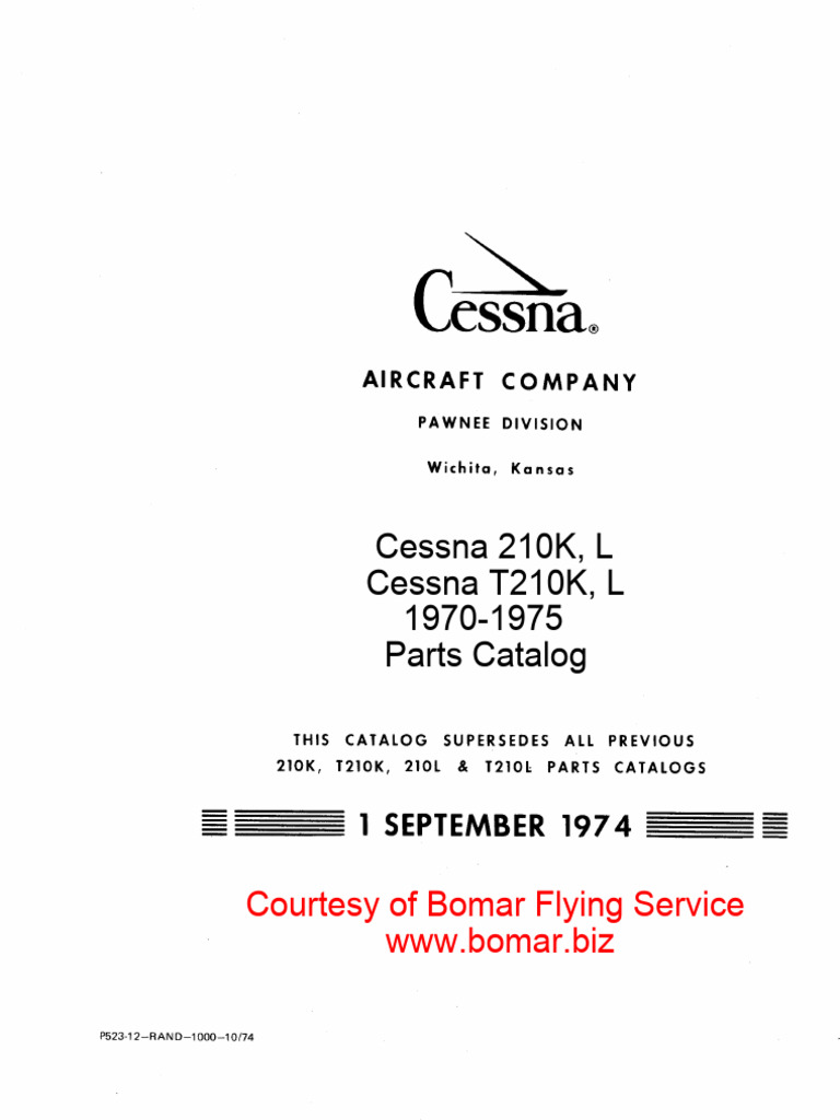 Cessna 210 C210K-L T210K-L 1970-1975 PartsCatalog v1974 | PDF
