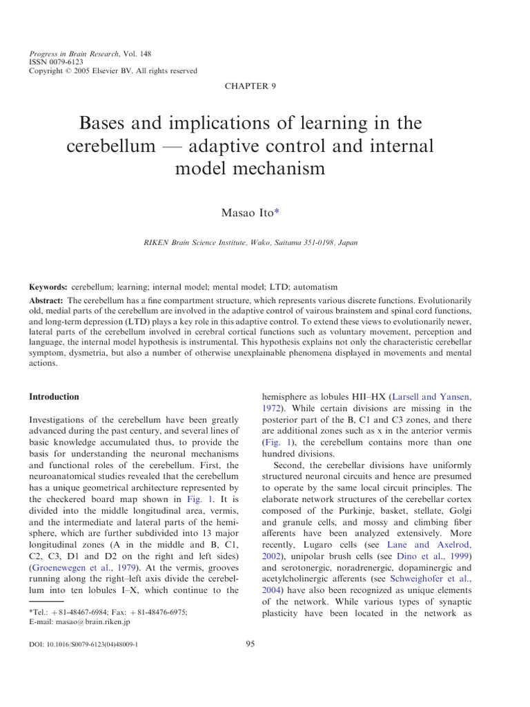 Bases and Implications of Learning in The Cerebellum - Adaptive Control ...