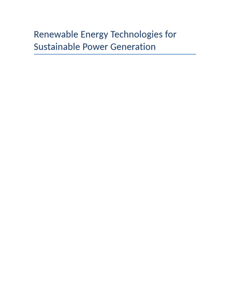 Renewable Energy Technologies Research Paper | PDF