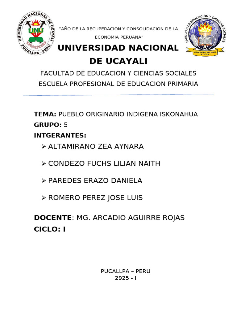 Pueblo Originario Iskonawa - Educ - Primaria | PDF | Autodeterminación ...