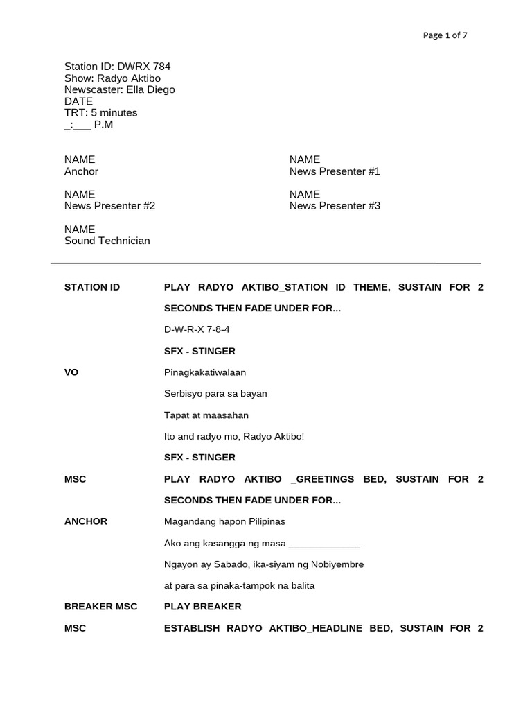 Radyo Aktibo Template | PDF