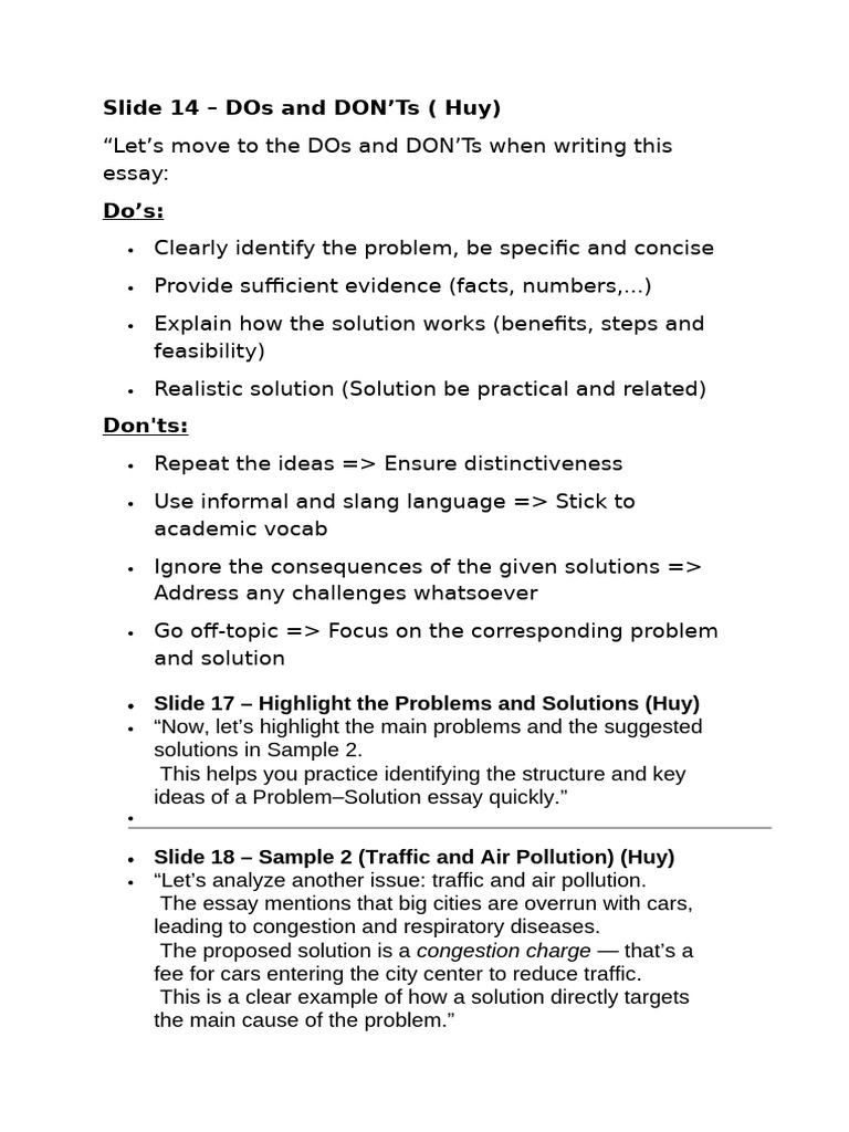Slide 14 - Dos and Don'Ts (Huy) | PDF