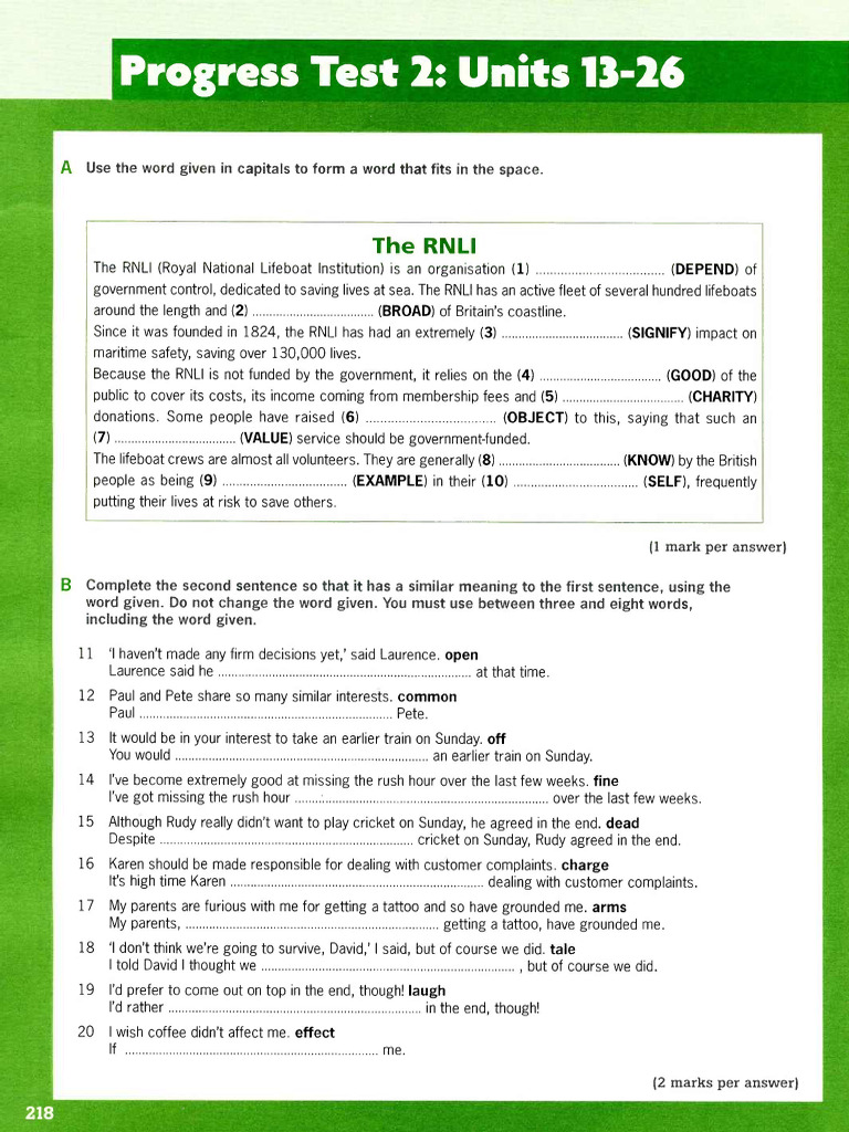 Progress Test 2 | PDF