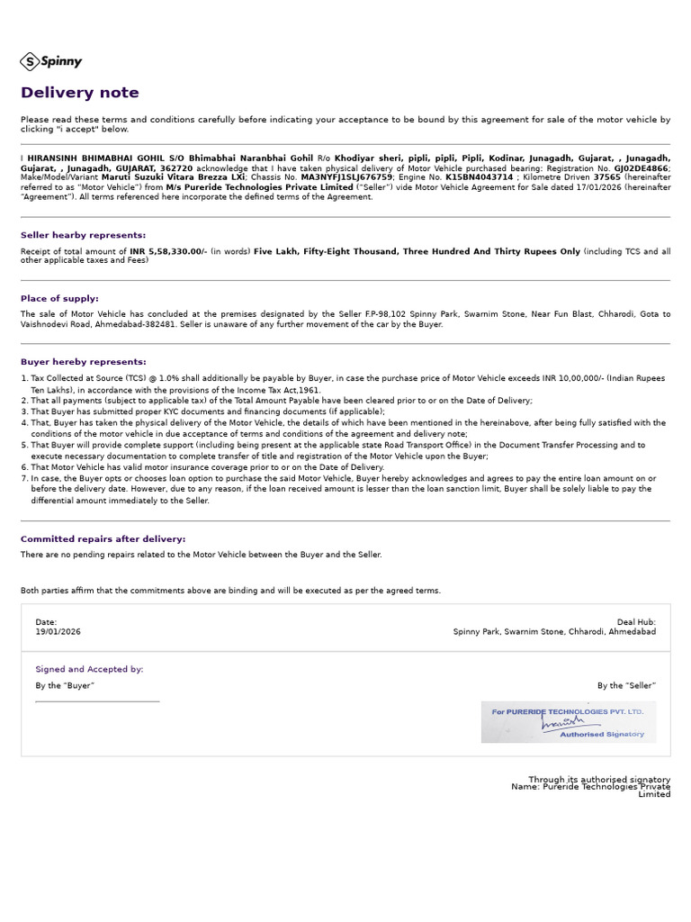 Delivery Note | PDF